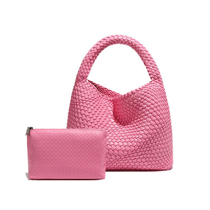 Fresh on the Scene at Buy Center: Large Capacity Combination Bags Trend Underarm Shoulder Handmade Soft Texture B1683 Ribbon Pink