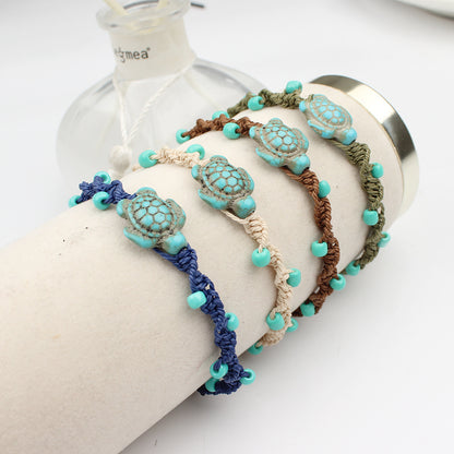 Buy Center Handpicked- Beach Vacation Style Turquoise Turtle Adjustable Bracelet