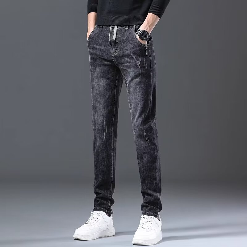 Jeans Men's Straight Loose Elastic All-matching Long Pants Buy Center