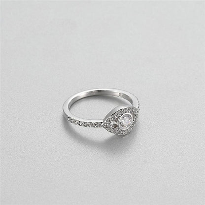 Anillo de ojo de cristal plateado para mujer