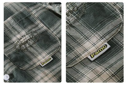 Newly Arrived at Buy Center: Cotton Plaid Long-sleeved Shirt Retro Cotton Brushed Casual Overshirt