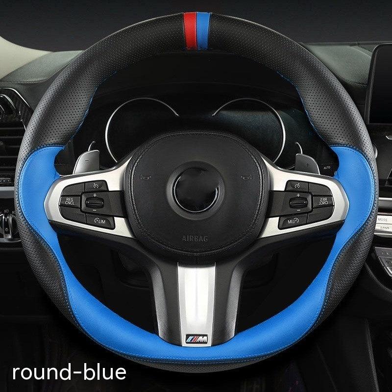 Newly Arrived at Buy Center: Round D-type Universal Steering Wheel Cover Blue Circular Dshaped