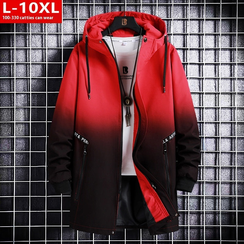 Spring And Autumn Trendy Men's Clothing All-matching Hooded Trench Coat