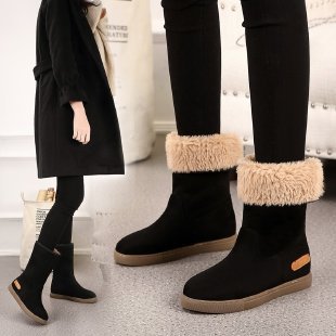 Fleece Lined Padded Warm Keeping Flat Bottom Cotton Boots Buy Center