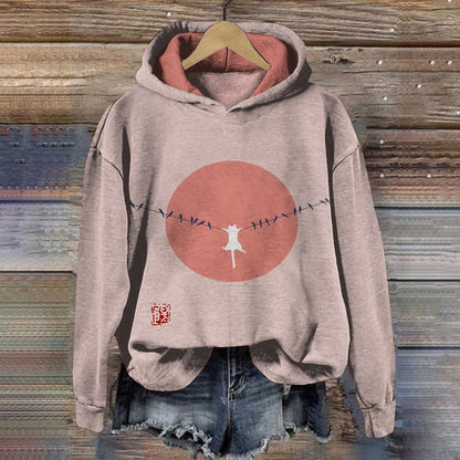 Hot New Items at Buy Center: Mysterious Cat Art Print Stitching Hoodie Sweater LIANMAO27