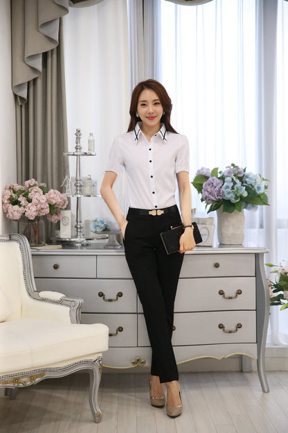 Buy Center Special-New Straight Half Sleeve Professional Lady Shirt