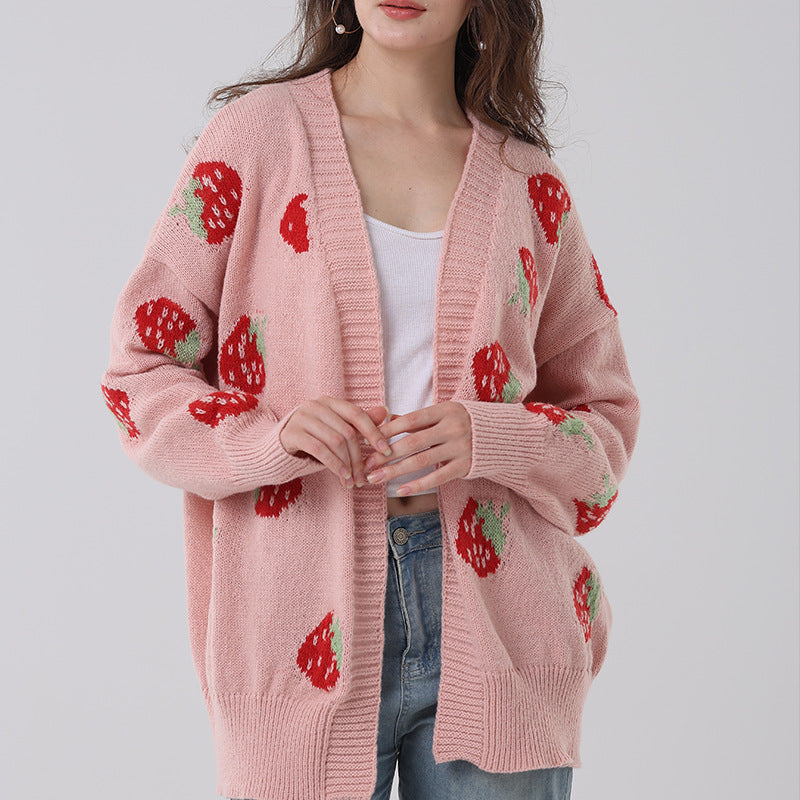 Newly Released at Buy Center: Women's Comfort And Casual Strawberry Sweater Pink