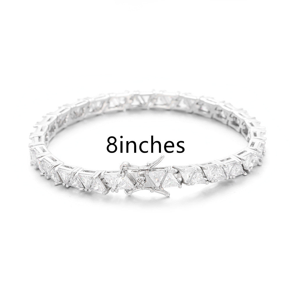 Now Available at Buy Center: 4X4mm Triangle Copper Inlaid Zircon Single Row 8inches Bracelet Platinum