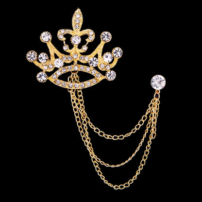 Broche couronne de mode corsage en diamant