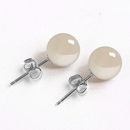 Female Minimalist Pure Silver Red Agate Earrings Buy Center