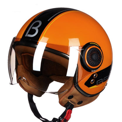 Fresh Arrivals at Buy Center: Battery Car Half Helmet Lightweight Semi-covered Retro Bright Yellow Orange Crescent