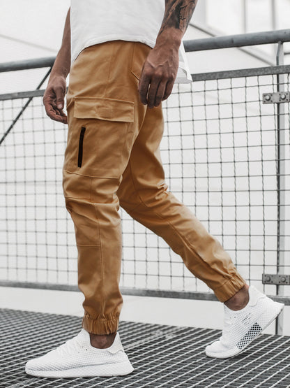 Newly Released at Buy Center: Men's Side Zipper Pocket Decoration Casual Long Pants Khaki