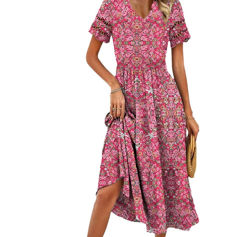 Trending Now at Buy Center: Digital Printed Waist-controlled V-neck Dress