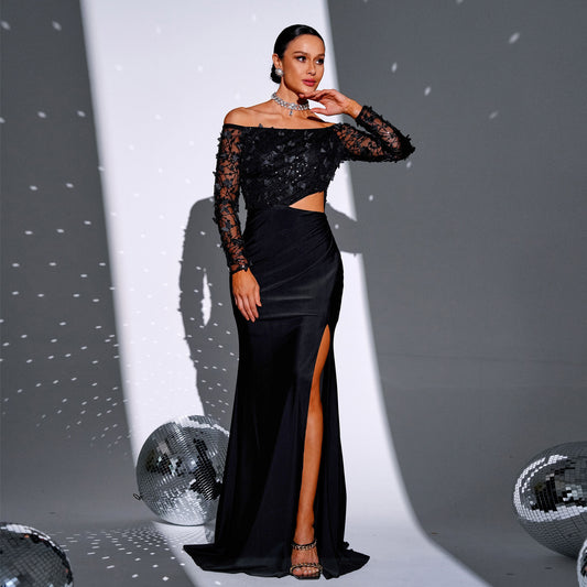 Bandeau Sexy Long Sequined Off-neck Banquet Evening Dress | Women's Clothing4 | Buy Center