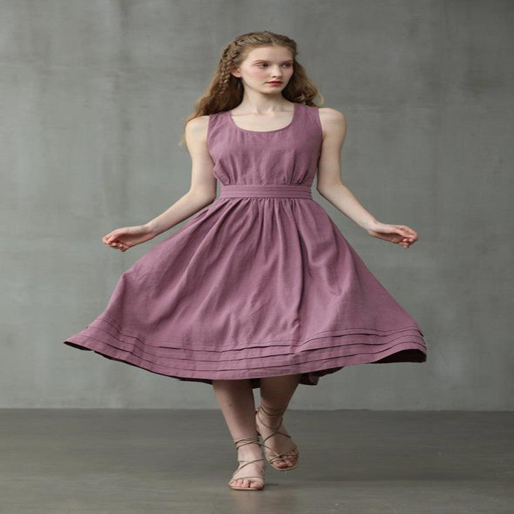 Hot New Items at Buy Center: Women's Casual Cross Back Linen Dress Purple