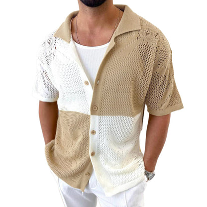 Men's Color Blocking Hollow Knit Sweater