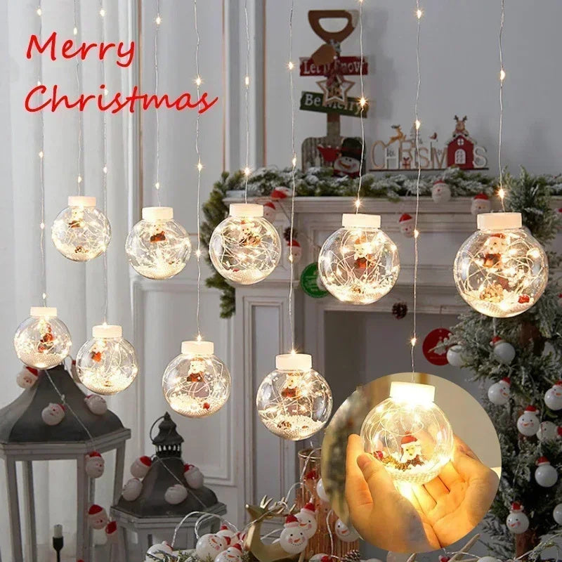 10PCS LED Christmas Curtain Lamp Fairy Snowman Wishing Ball Lamp String Christmas Window Decoration Christmas Light Room | Home Improvement2 | Buy Center