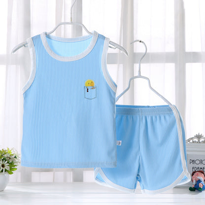 Fresh Arrivals at Buy Center: Children's Quick Drying Clothes Vest Suit Summer Ice Silk Light Blue