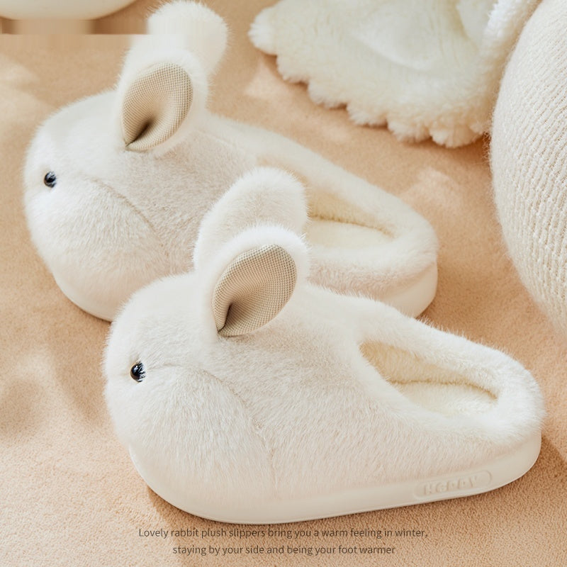 Cute Rabbit Plush Cotton Slippers For Women's Home Use Buy Center