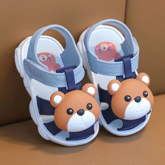 Hot New Items at Buy Center: Summer Baby Plastic Toddler Shoes Closed Toe Non-slip Cute Super Soft Velcro Baby Cartoon Indoor And Outdoor Sandals