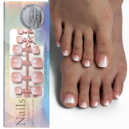 Just Arrived at Buy Center: French Nail Finished Wear Nail Frosted Toe Nail Patch 120pcs Wear Toenail 01