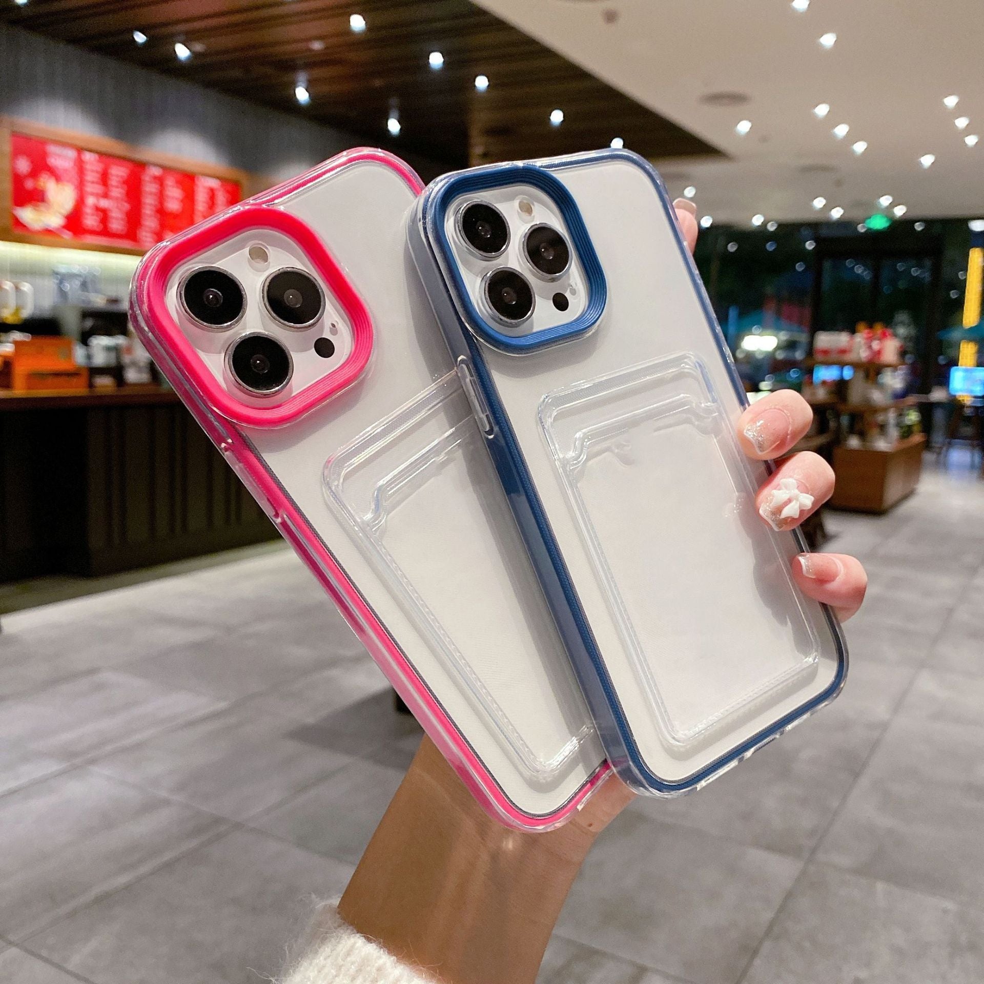 Just Arrived at Buy Center: Simple Solid Color Three-in-one Transparent Card Drop-resistant Phone Case