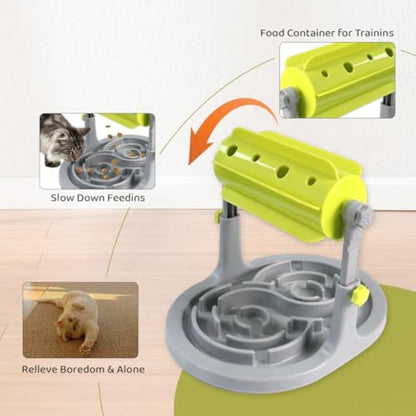 Newly Released at Buy Center: Interactive Dog Cat Food Puzzle Toy Slow Feeder Pet Bowl Treat Boredom Dispensing Slow Feeder Anxiety IQ Training In Smart Feeding And Adjustable Height For Small Medium Dogs