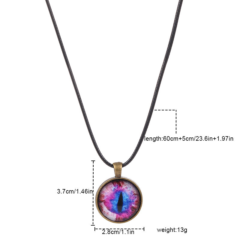 Buy Center Premium-Simple Wax Thread Devil's Eye Sweater Chain Retro Punk Time Gemstone Eye Necklace