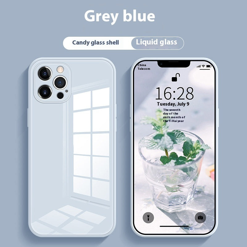 Just Arrived at Buy Center: White Tempered Glass All-inclusive Drop-resistant Phone Case Blue And Gray