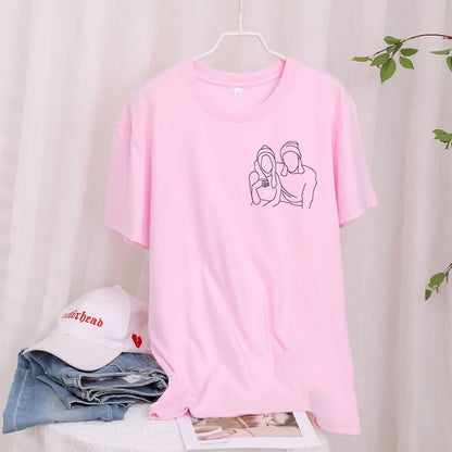 Buy Center Deal-Solid Color Personalized Embroidered T-shirt Pink