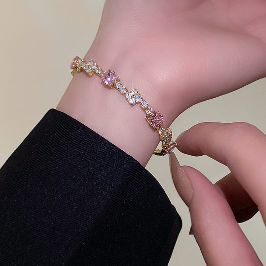 Buy Center Handpicked- Super Shiny Full Diamond Bracelet Women's Light Luxury High-grade Twin Bracelet Special-interest Design