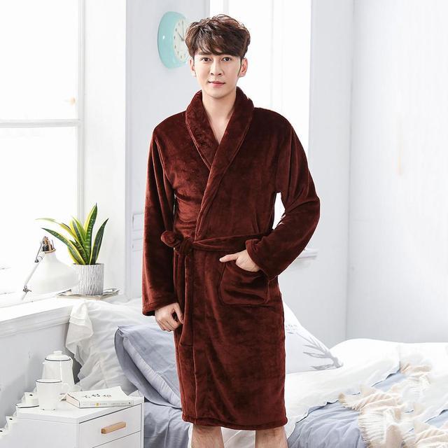 Winter Flannel Lovers Robe Gown Elegant Solid Casual Sleepwe Buy Center