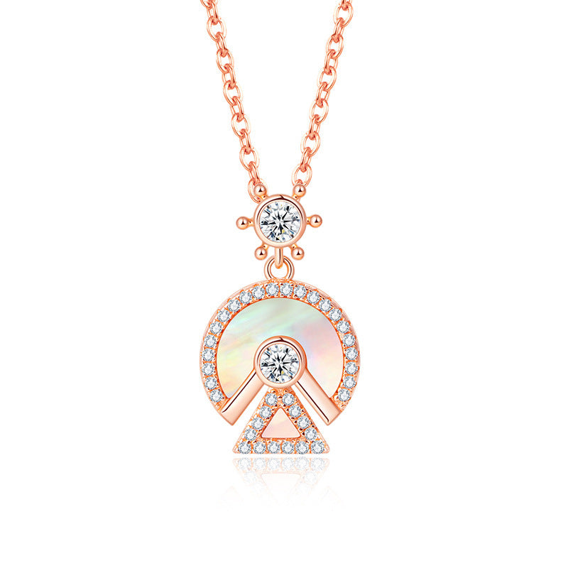 Buy Center Deal-S925 Sterling Silver Ferris Wheel Pendant Design Necklace Rose A Style 925 Silver