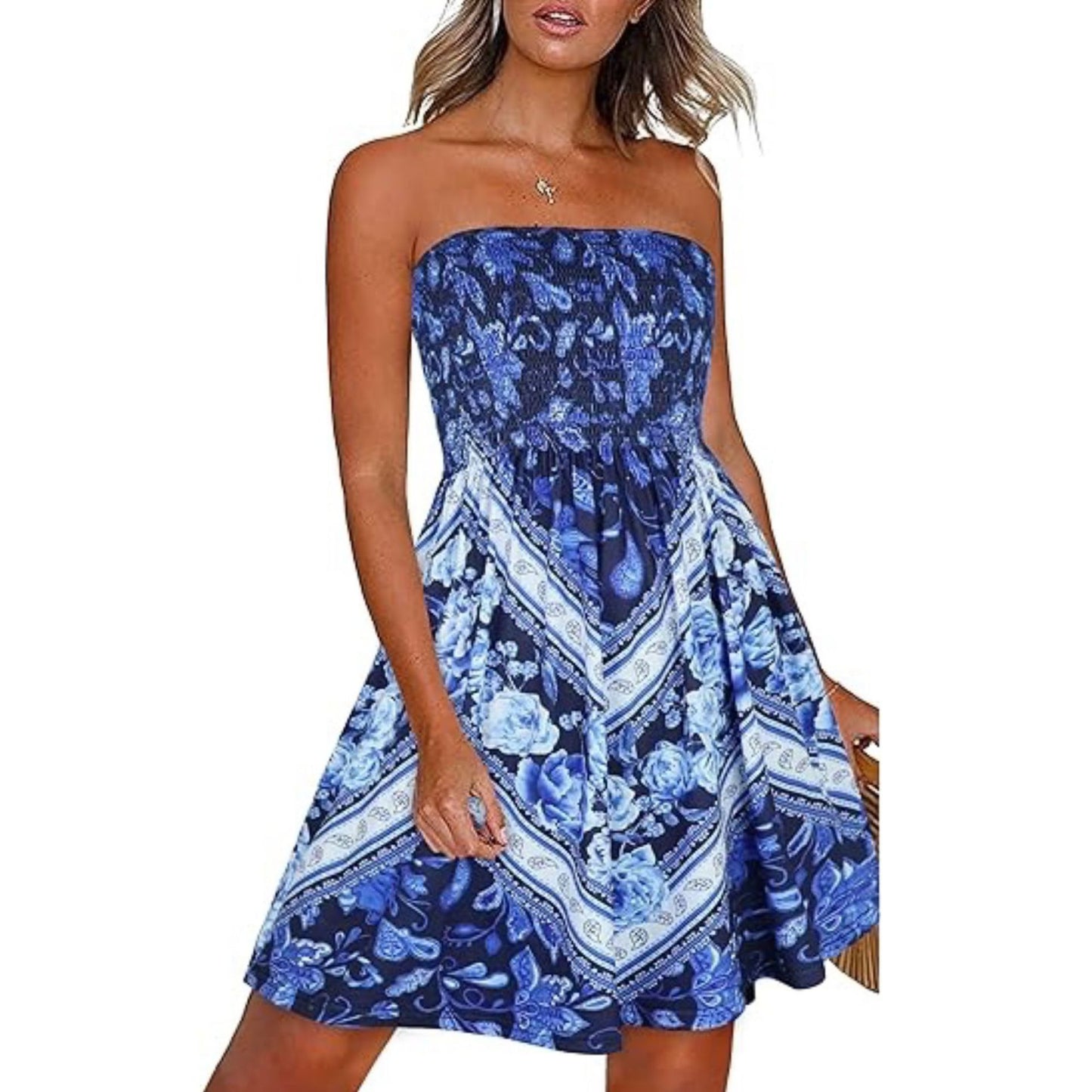 Buy Center Handpicked- Women's Summer Dress Beach Cover-up BohoNavyBlue