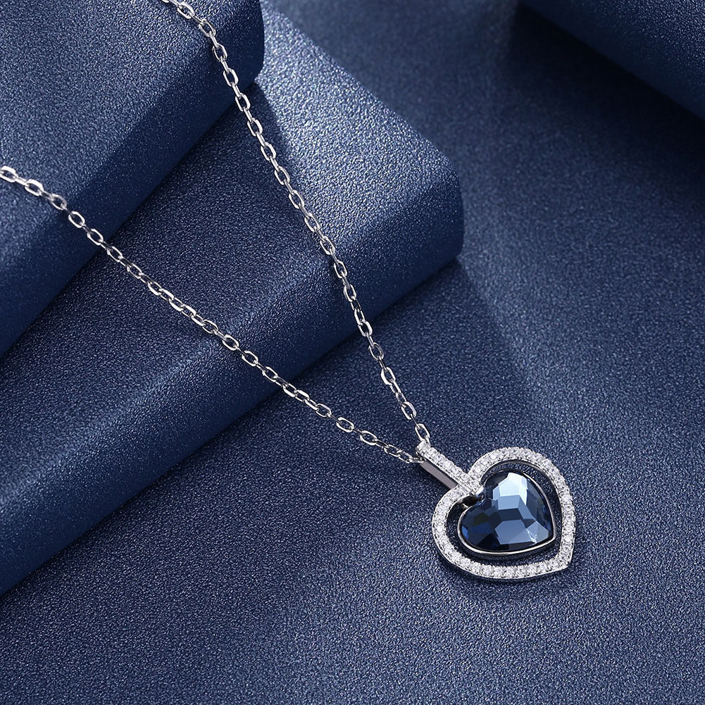 Crystal Necklace Female S925 Sterling Silver Diamond Heart