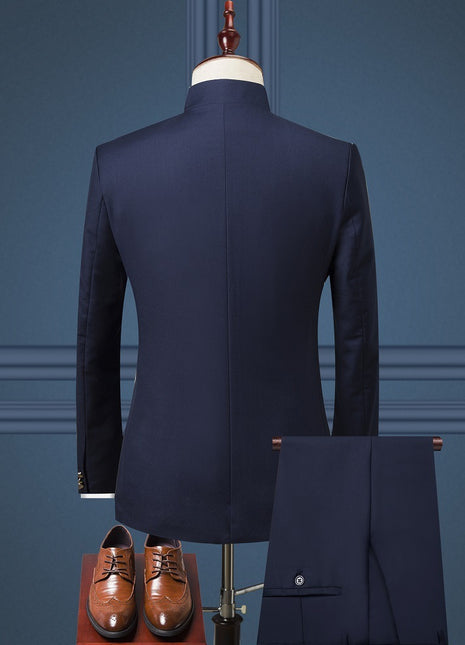 Men's Three-piece Suit British Style Stand Collar