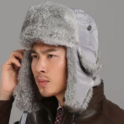 Gorro de piel de conejo para hombre y mujer, pareja de esquí de piel